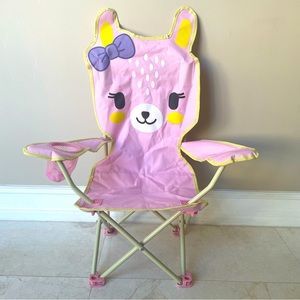 Camping folding children chair pink bunny